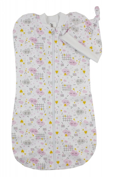 Спальный мешок унисекс Luna Kids Розовые облака р.62 белый с принтом 