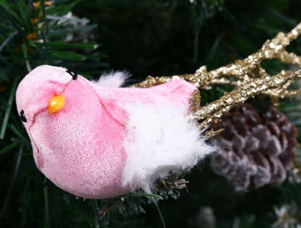 Декоративна новорічна фігура Пташка на кліпсі YZH502220 19х7х5 см 