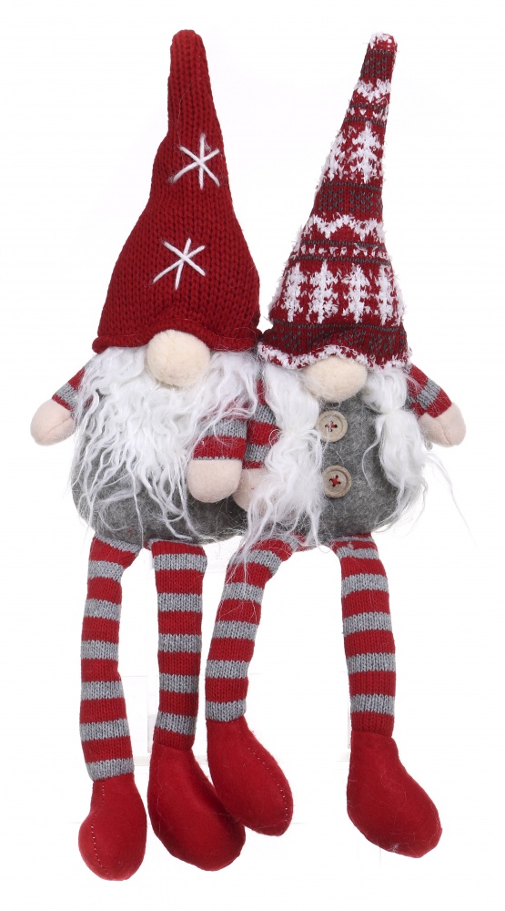 Декорация новогодняя гномик красно-серый 2 ассортимент 22 x 48 см LF2230019