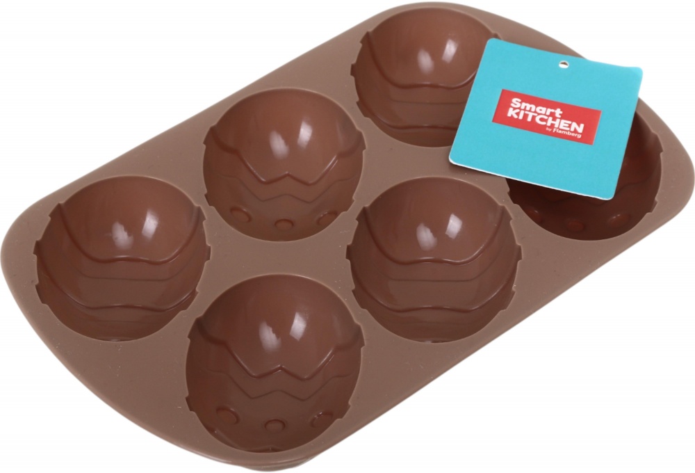 Форма для кексів Smart Kitchen by Flamberg на 6 шт Eggs Peach&Brown series, 20,8х13х2,2 см персиковий