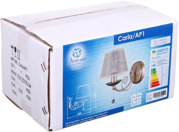Бра Victoria Lighting Carla/AP1 1x40 Вт E14 серый