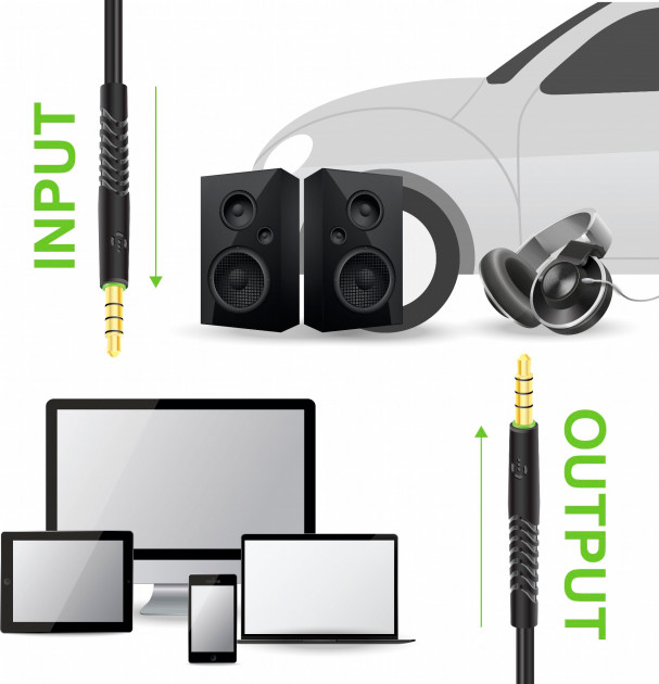 Кабель Intaleo mini-jack 3,5 мм 1,2 м AUX 3.5 мм чорний