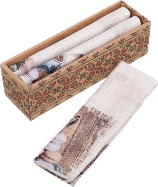 Набір рушників весняний букет 46x70 см Білоруський льон коричневий 