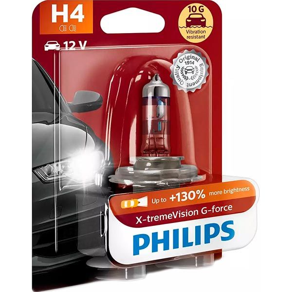 Лампа галогенная Philips X-tremeVision G-force (12342RVS2) H4 P43t-38 12 В 60/55 Вт 1 шт 3500