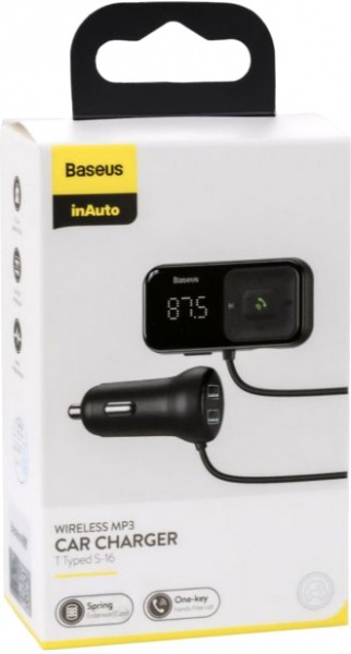 FM-трансмиттер BASEUS Baseus T-Typed S-16 wireless MP3 car charger Black (CCTM-E01) 749302