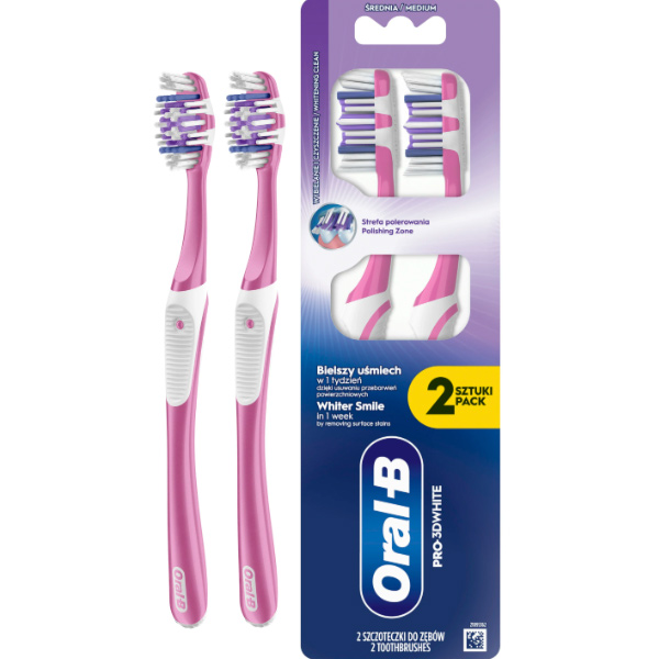 Зубная щетка Oral-B 3D White 1+1 средней жесткости