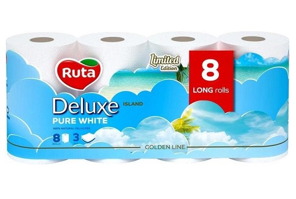 Туалетная бумага Ruta Pure White Deluxe трехслойная 8 шт.