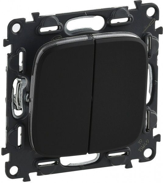 Выключатель проходной двухклавишный Legrand Allure без подсветки 10 А 250В антрацит 752918