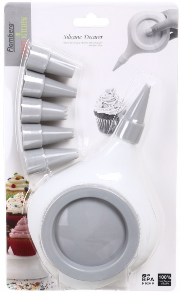 Набор для декорирования со сменными насадками Magic Ring grey 6 шт. Flamberg Smart Kitchen