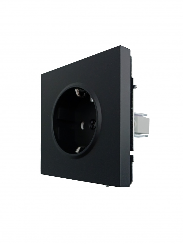 Механізм розетки побутова із заземленням HausMark Juna IP20 чорний матовий 7041-1788U2-124BQC