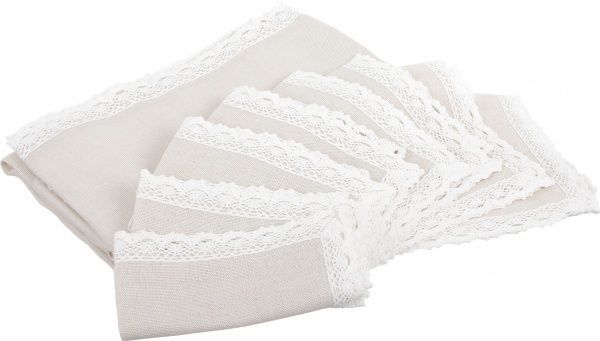 Комплект столовий скатертина та 8 серветок з мереживом бежевий Ярослав 