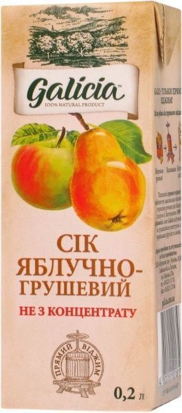 Сок Galicia Яблочно-грушевый 200 мл