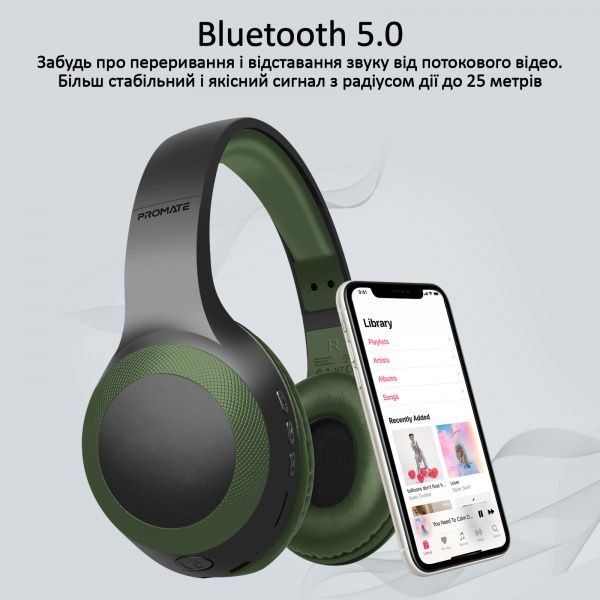 Наушники Promate LaBoca Bluetooth 5.0 green (laboca.midnightgreen) 