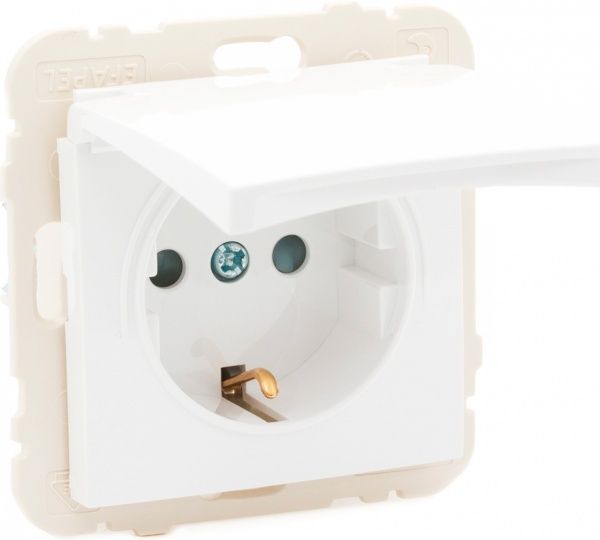 Розетка с заземлением Efapel Logus 2P+Z 16 А 250 В без шторок с крышкой белый