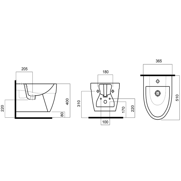 Біде AM PM Bliss L C513411WH підвісне