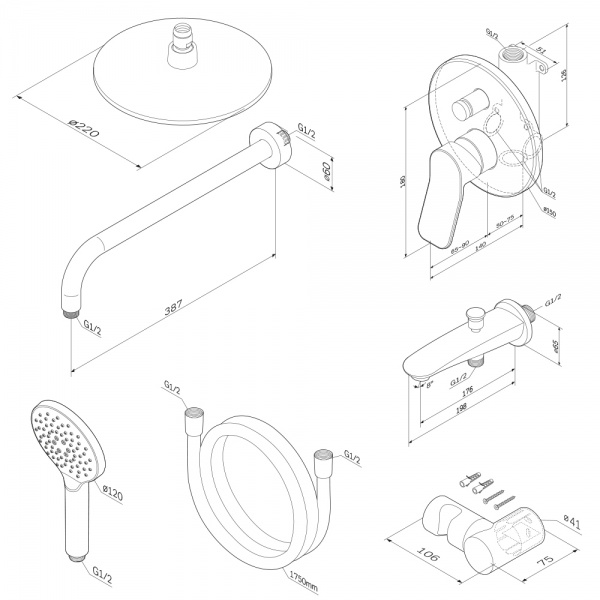 Набор смесителей для душа AM.PM X-Joy FB85A10020