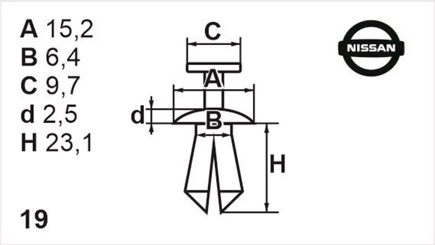 Клипса с резьбовым штырьком универсальная Romix (B22181)