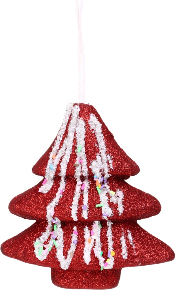 Декорация новогодняя Китай Елка с бисером YE2742R 12 см красный