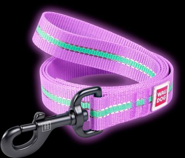 Поводок WAUDOG ylon светонакопительный 2х122 см фиолетовый
