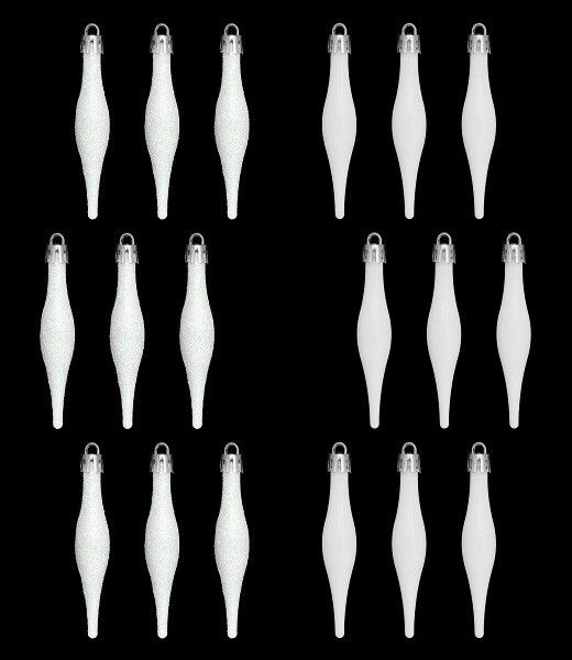 Набір новорічних прикрас Бурулька біла B-791558 9,5 см 18 шт./уп. 