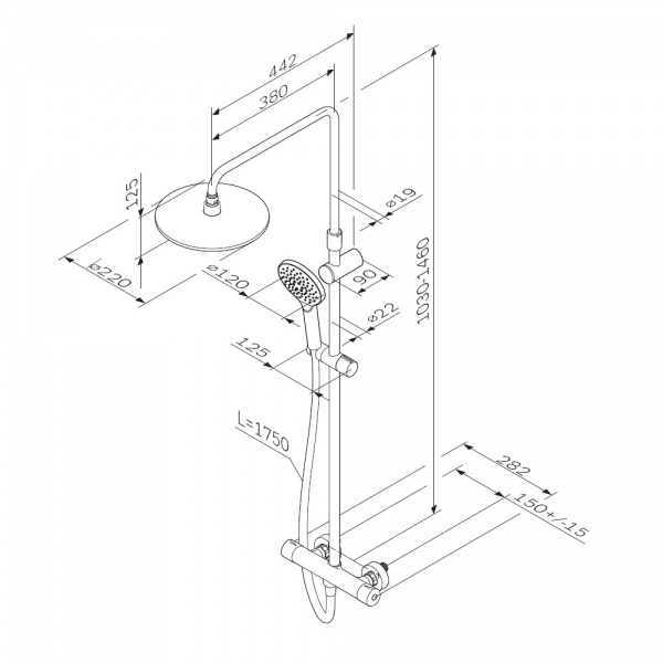 Душова система AM.PM ShowerSpot з термостатом F0780422