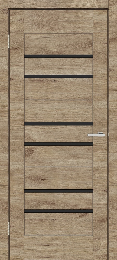 Блок дверной ОМиС BIT 06 ВG L ПО черное стекло 850 мм дуб леон