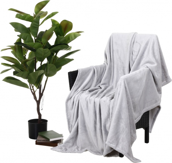 Плед из микрофибры Frannel Solid grey 160x200 см серый La Nuit 