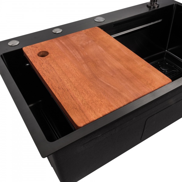 Мойка для кухни Handmade 75х45A PVD водопад черный (000039689) 