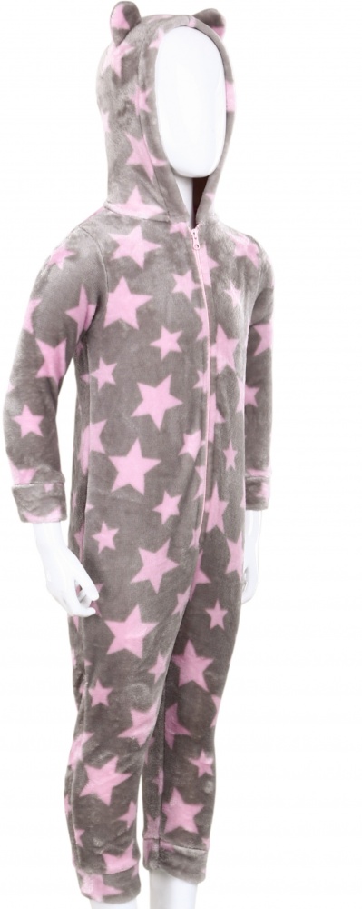 Кигуруми-пижама для девочек HW принт Звездочки р.146-152 коричневый/розовый 0347