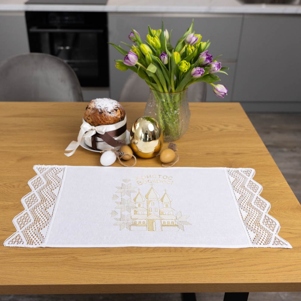 Полотенце пасхальное 694-25/09 32x70 см Эдельвика белый