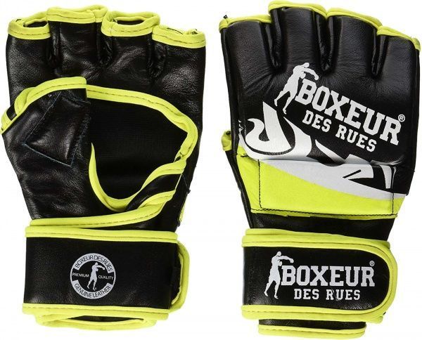 Перчатки для MMA Boxeur Des Rues р. L черный с салатовым