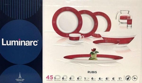 Сервиз столовый Rubis 45 предметов на 6 персон N2517 Luminarc