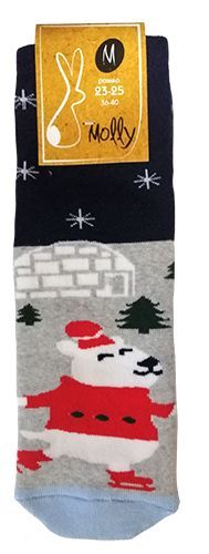 Шкарпетки жіночі Молли Ведмеді на ковзанах р. 23-25 темно-синій 1 пар 