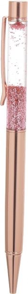 Ручка кулькова подарункова з глітером рожева 