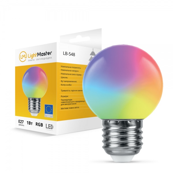Лампа светодиодная LightMaster 1 Вт G45 прозрачная E27 220 В LB-548 G45 230V 1W E27 RGB про 