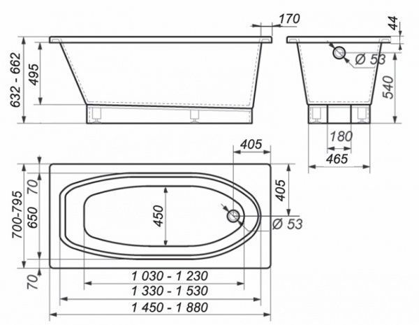 Ванна из искусственного камня Рок-Дизайн Селена Плюс 190x80