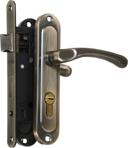 Замок врезной с ручками Bruno PZ 55 мм античная латунь