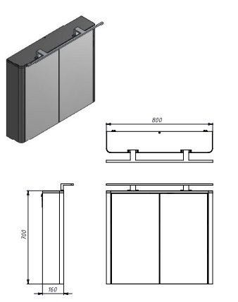 Дзеркальна шафа Botticelli Livorno - 80 структурний білий 