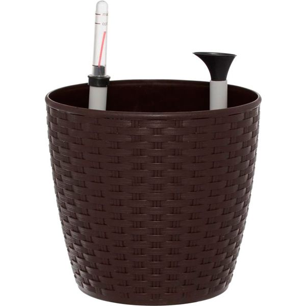 Горшок пластиковый Алеана Ротанг круглый 0,9л коричневый 