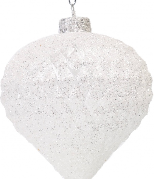 Шар новогодний рельефная в ассортименте 80 мм бело-серебряный