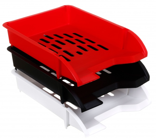 Лоток для бумаг горизонтальный ПП 34х25,2х5,7 см красный Arnika