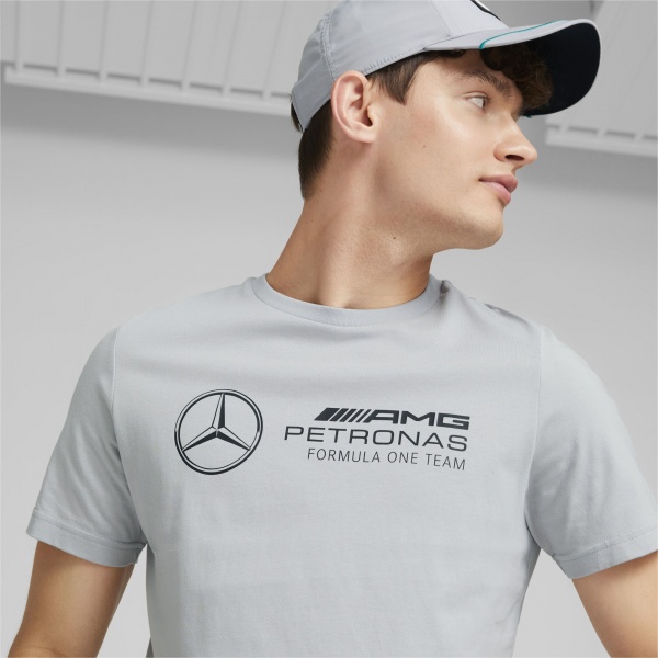 Футболка Puma MAPF1 ESS LOGO TEE MERCEDES TEAM SILVER 53644702 р.S серый
