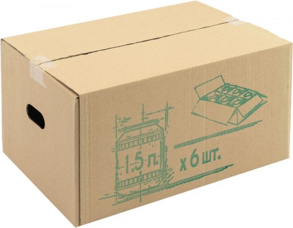 Гофроящик  для 6 банок 1,5 л с комплектом перегородок 365x245x200 мм