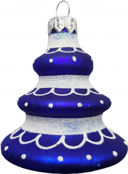 Елочная игрушка Юріта Пирамидка синяя 7,5 см 1070M