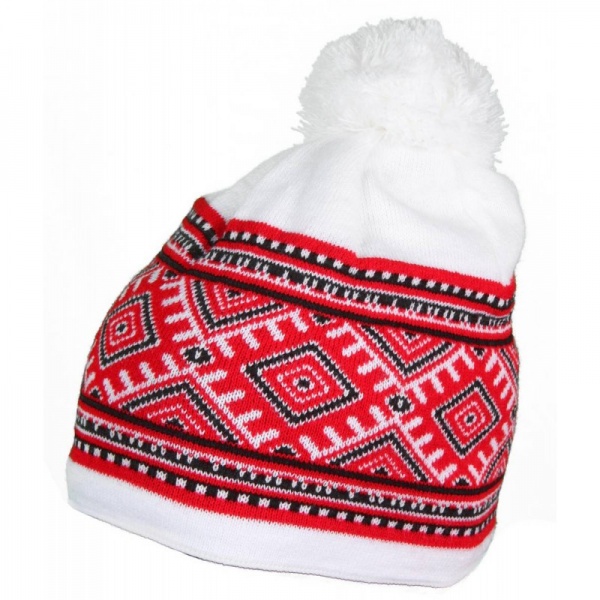 Шапка Cofee біла з принтом та помпоном р. one size UA5500.08