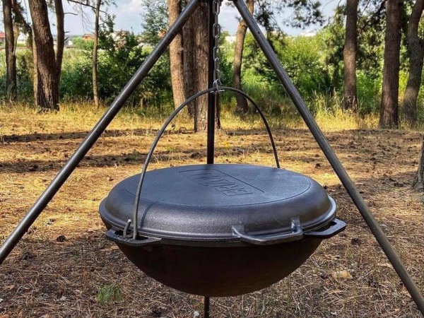 Казан Brizoll ø360 мм 165 мм 10 л чавунний азіатський 10 л з чавунною кришкою-сковородою