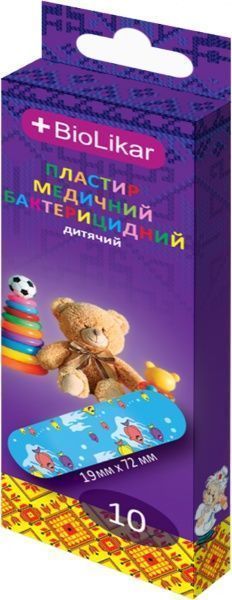 Пластир BioLikar медичний бактерицидний дитячий 19x72 мм стерильні 10 шт.
