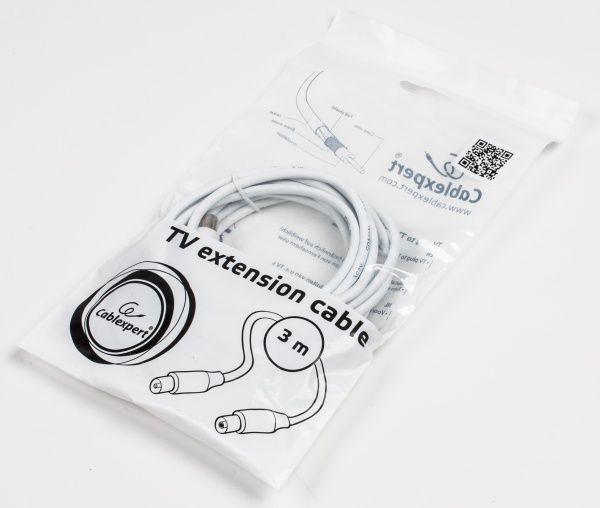 Подовжувач Cablexpert антенний 3 м білий (CCV-515-W-3M) 75 Ом 