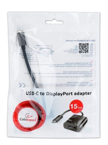 Адаптер Cablexpert 0,15 м чорний (A-CM-DPF-01) USB Type-C на DisplayPort 