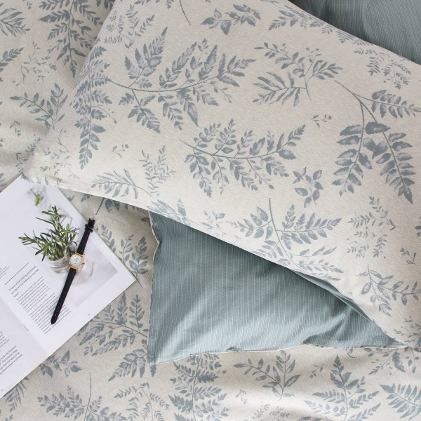 Комплект постельного белья Lentini семейный бежевый с зеленым La Nuit 